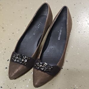 Donald J. Pliner Brown Pointed Toe Embellished Flats